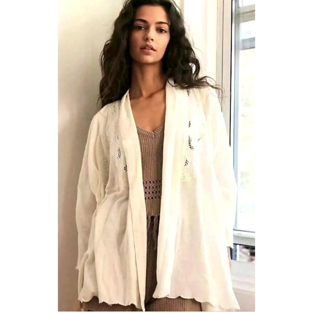 Free People Intimately COOL NIGHTS Crochet Cardigan in Ivory Size S NWOT $148